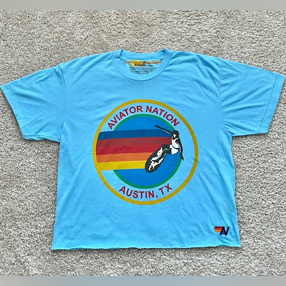 Aviator Nation Austin, Tx Boyfriend Tee - Sky